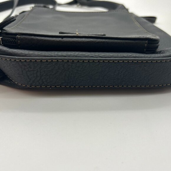 Relic By Fossil Black Vegan Leather Crossbody Bag Outer Pockets Top Zip Square‎ - Picture 3 of 10
